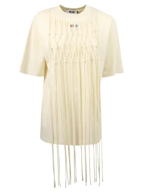 MSGM Frayed Detail Crewneck T-Shirt