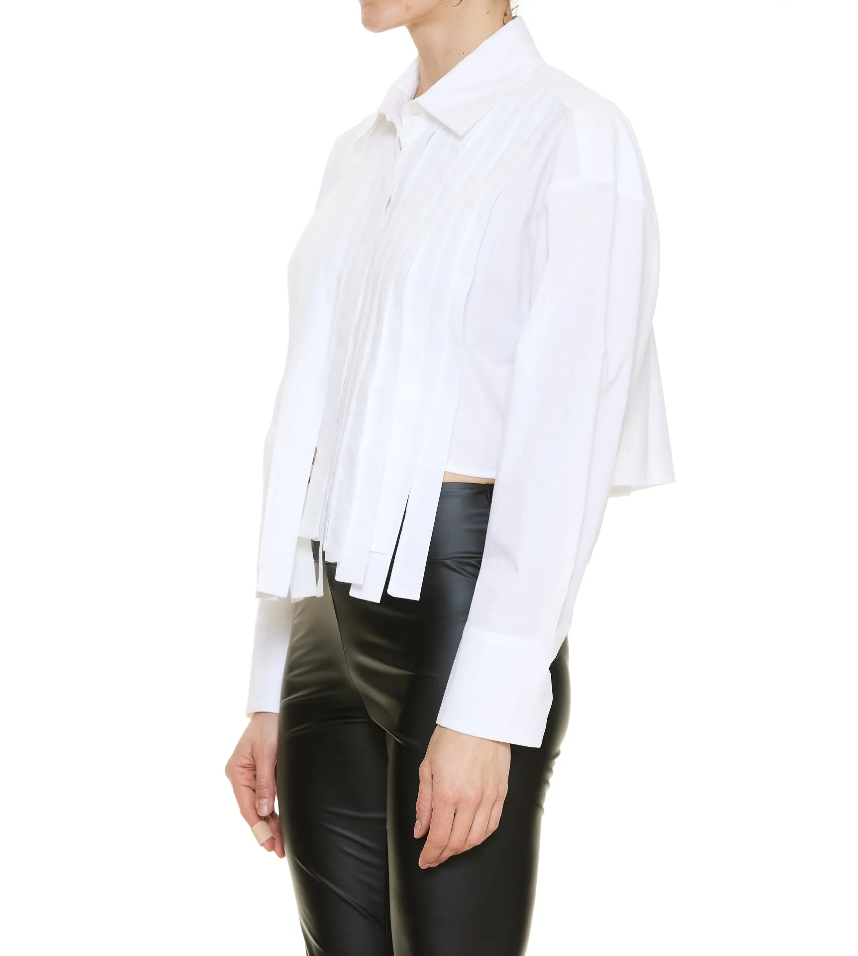 MSGM Fringe Cropped Shirt