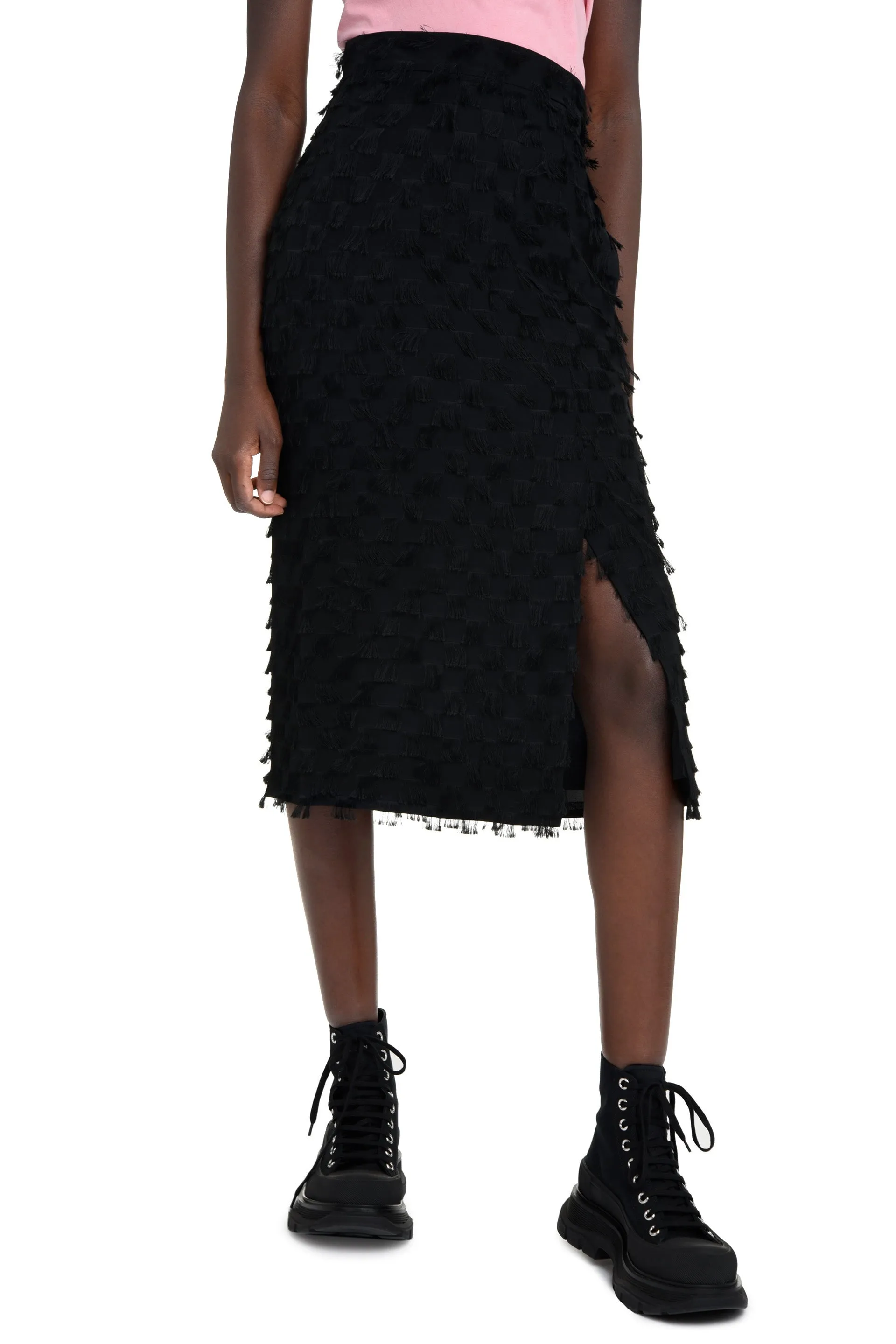 MSGM Fringed Pencil Skirt
