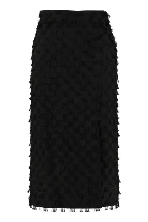 MSGM Fringed Pencil Skirt