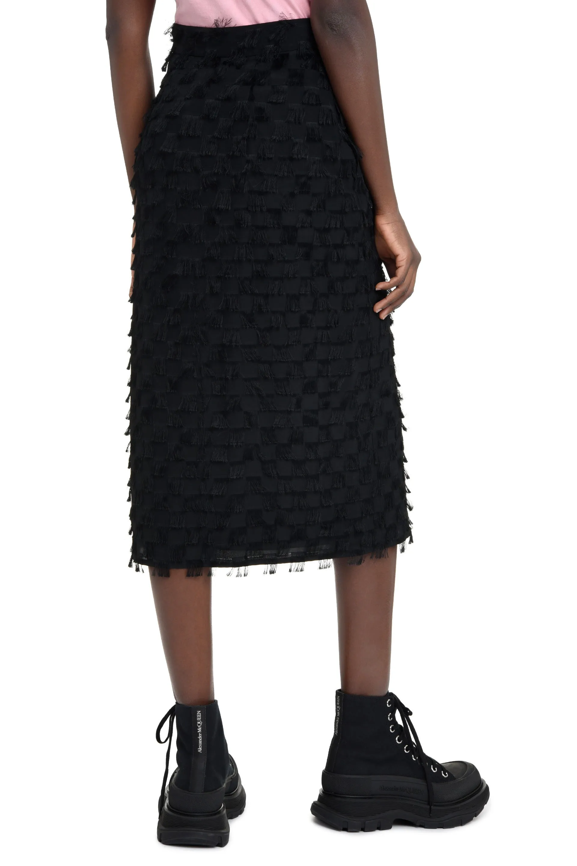 MSGM Fringed Pencil Skirt