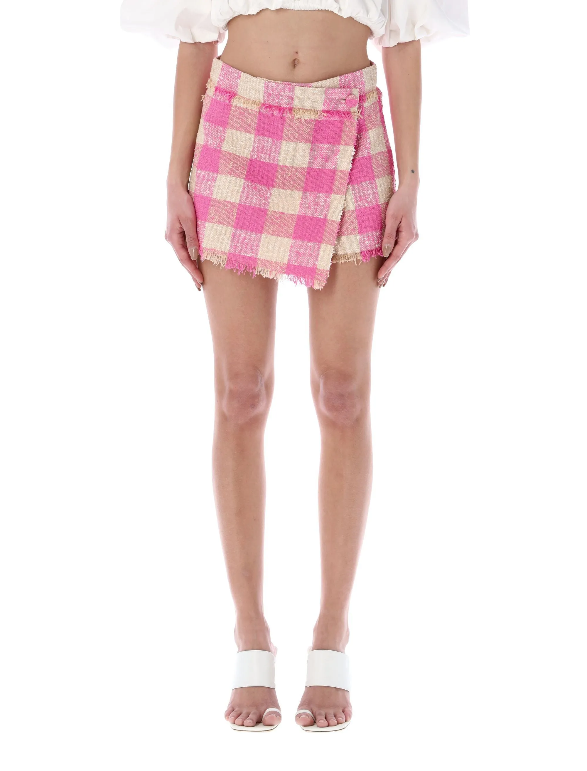 MSGM Gingham Check Wrapped Shorts