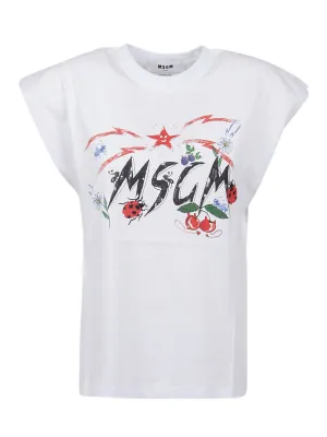 MSGM Graphic Logo Printed T-Shirt