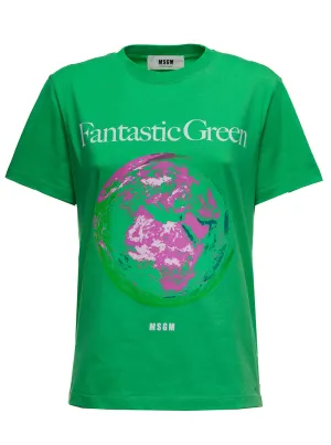 MSGM Graphic Print Crewneck T-Shirt