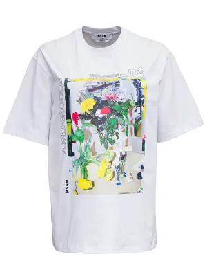 MSGM Graphic Printed Crewneck T-Shirt