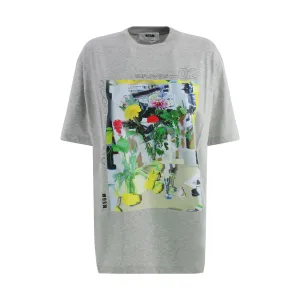 MSGM Graphic Printed Crewneck T-Shirt