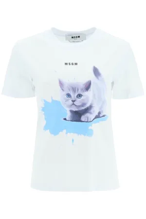 MSGM Graphic Printed Crewneck T-Shirt