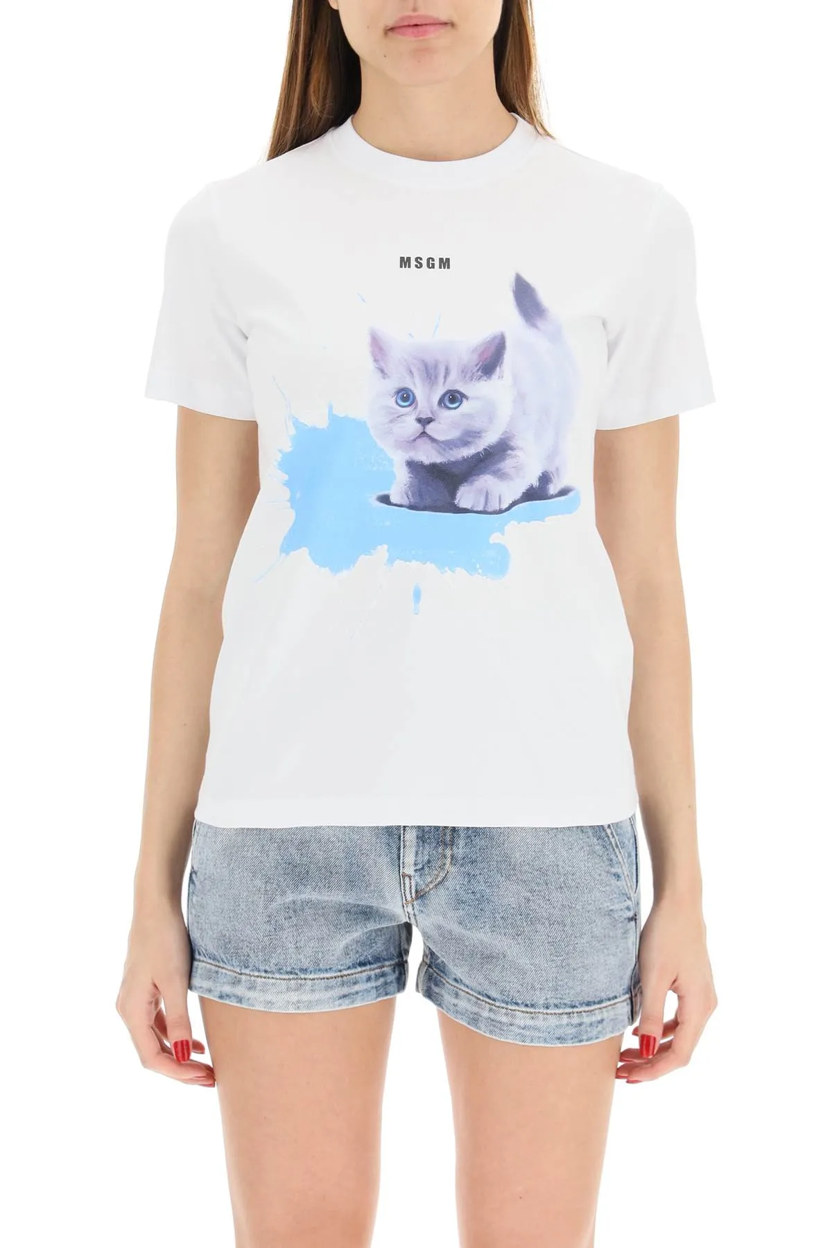 MSGM Graphic Printed Crewneck T-Shirt