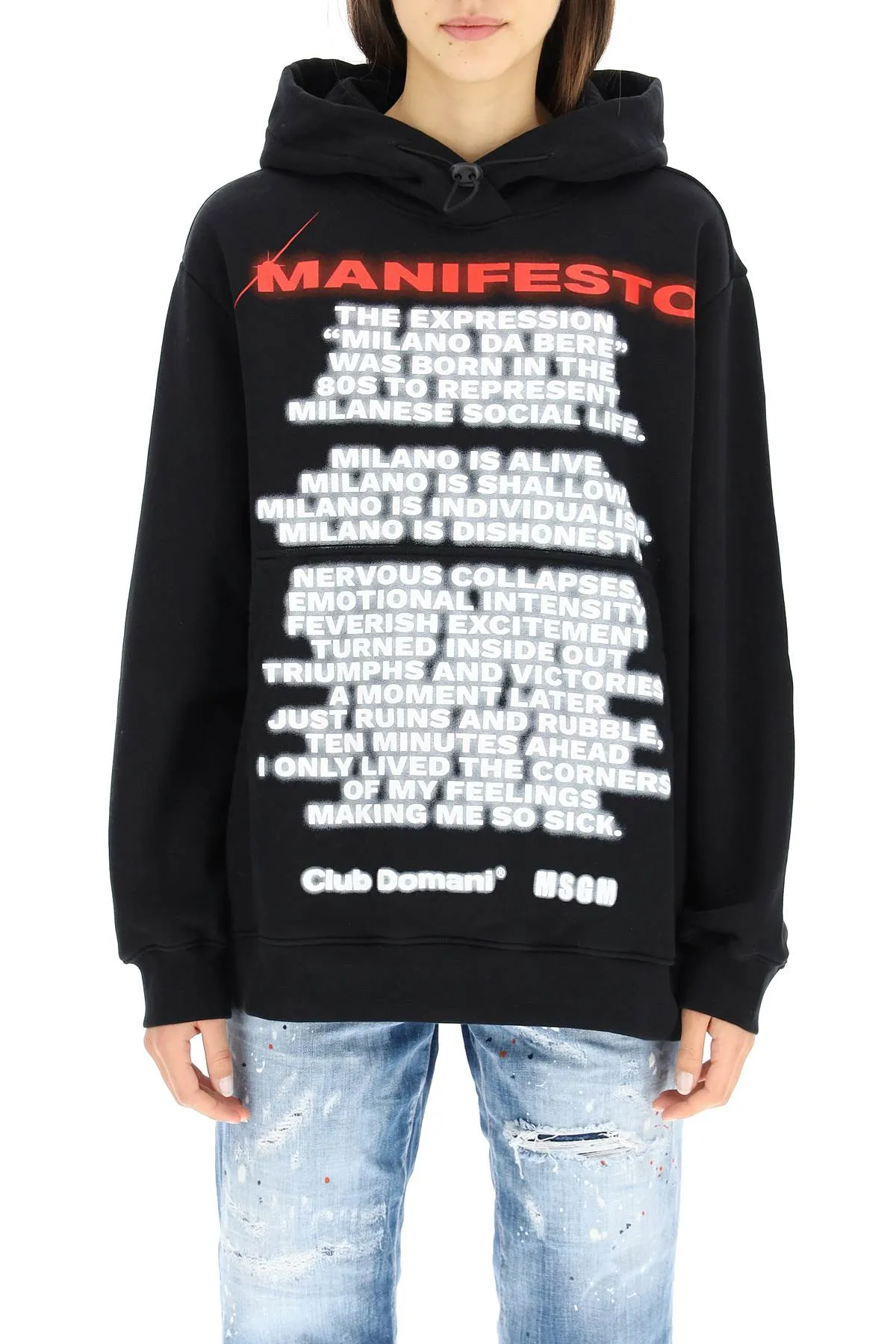 MSGM Graphic Printed Long-Sleeved Hoodie
