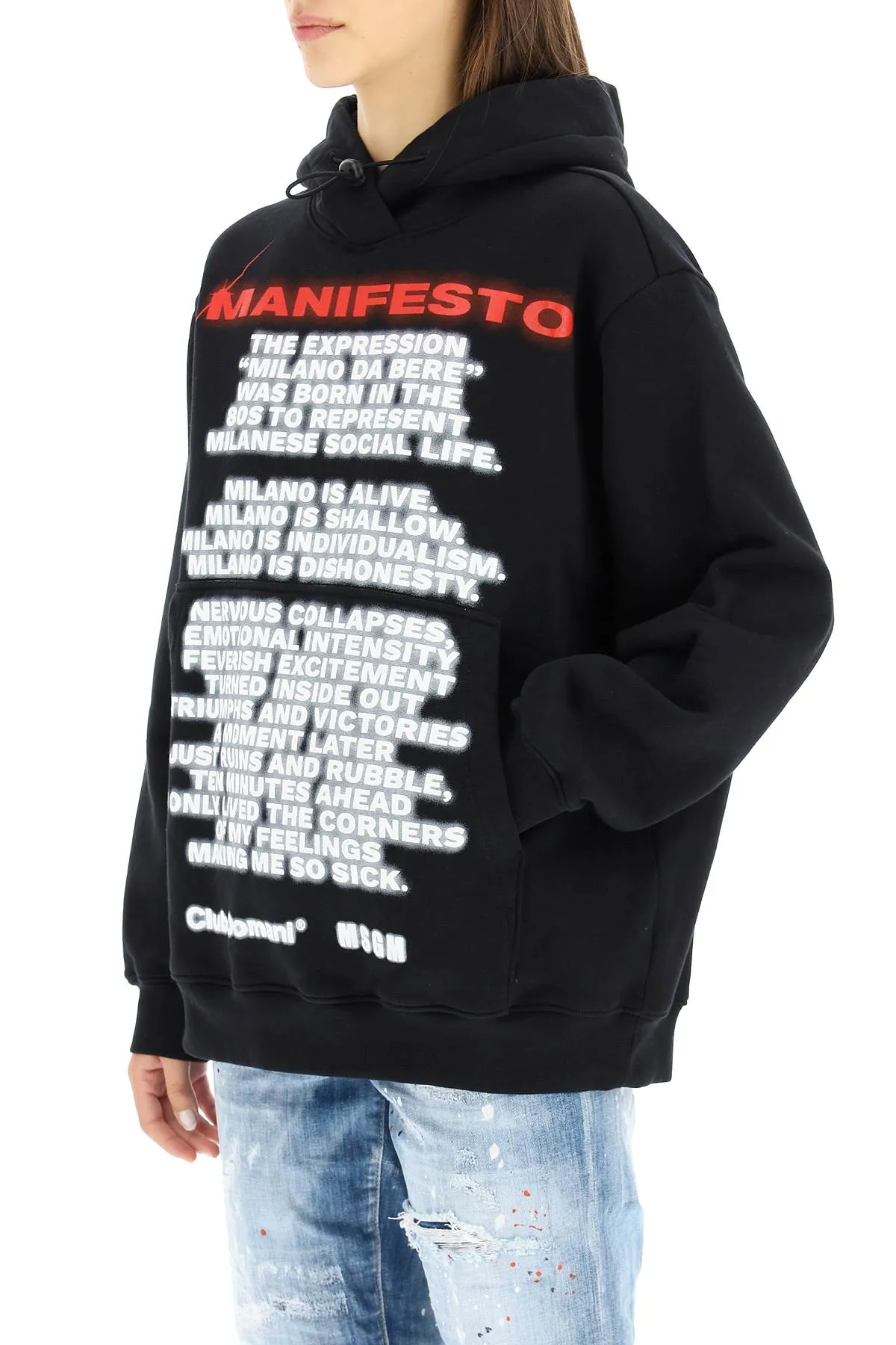 MSGM Graphic Printed Long-Sleeved Hoodie