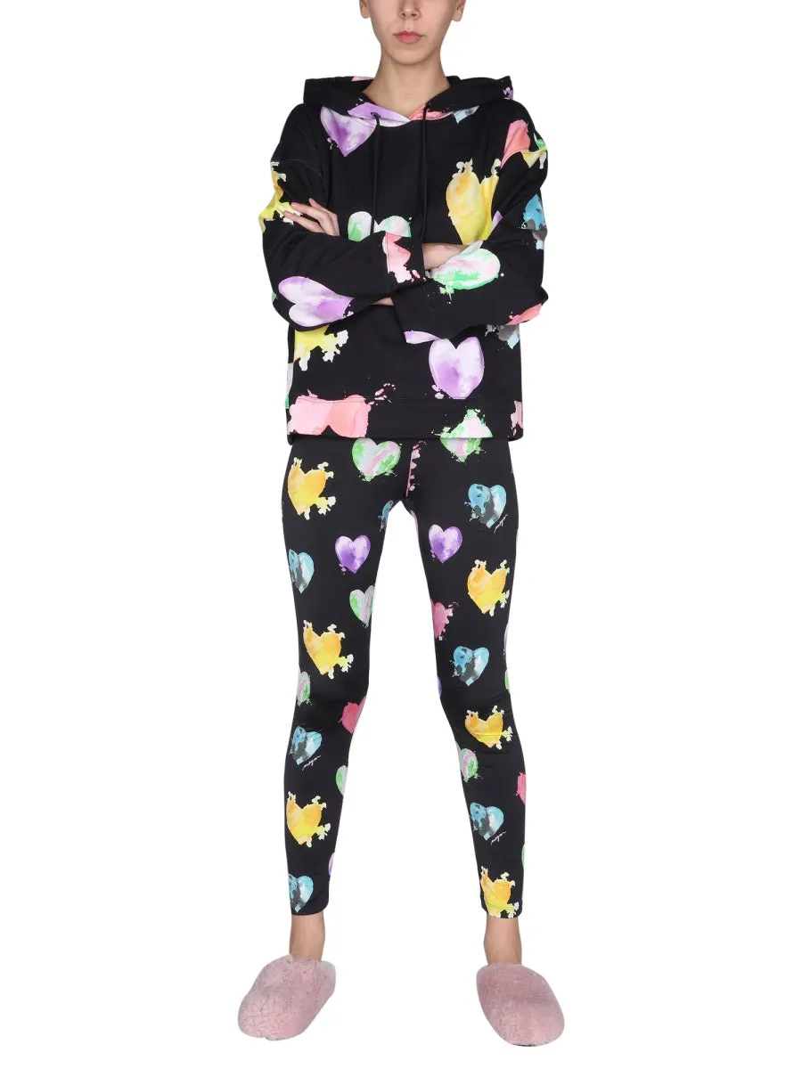 MSGM Heart Print Drawstring Hoodie