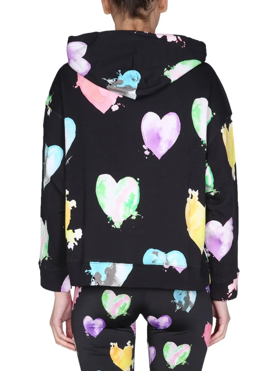 MSGM Heart Print Drawstring Hoodie