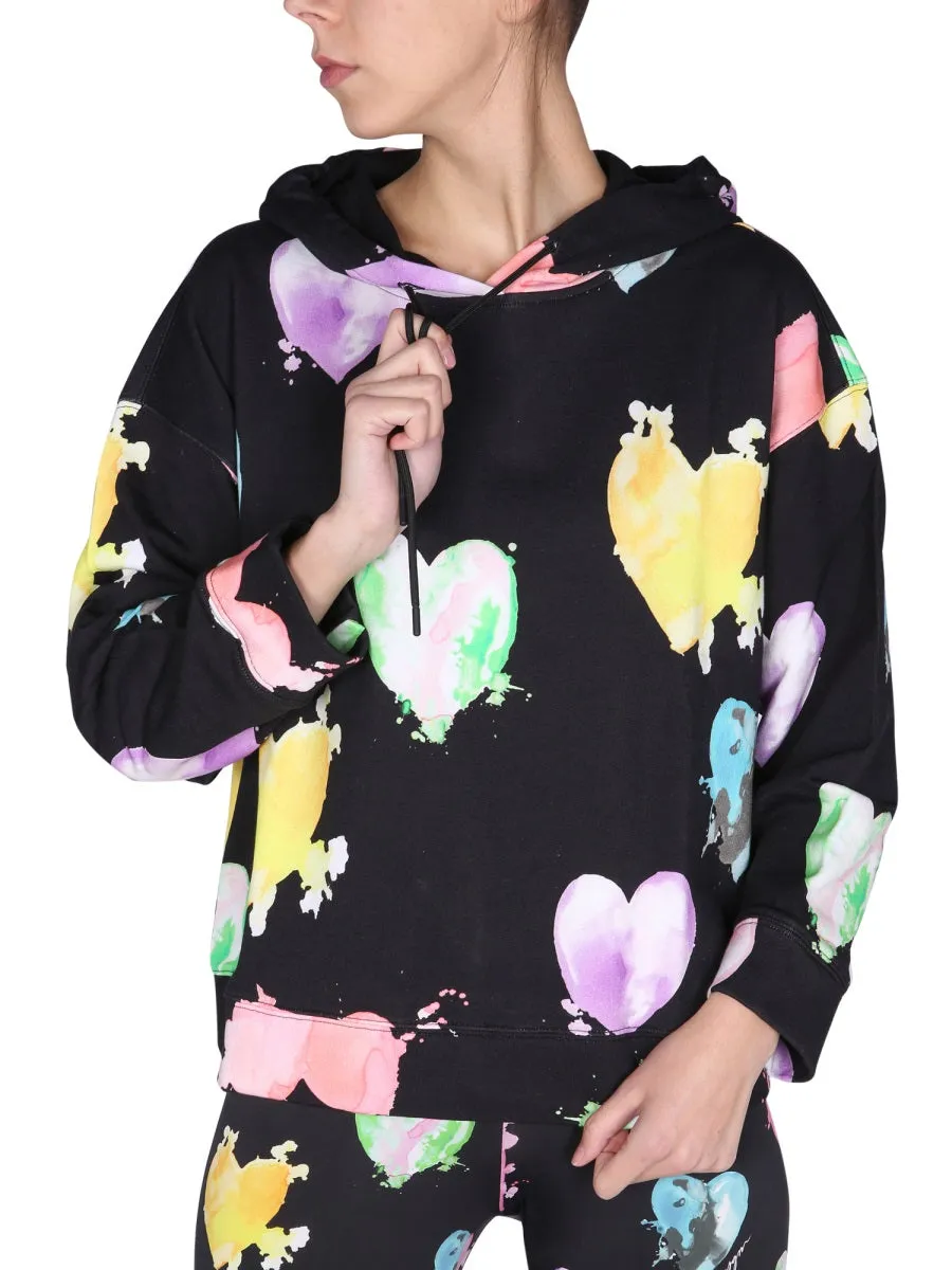 MSGM Heart Print Drawstring Hoodie