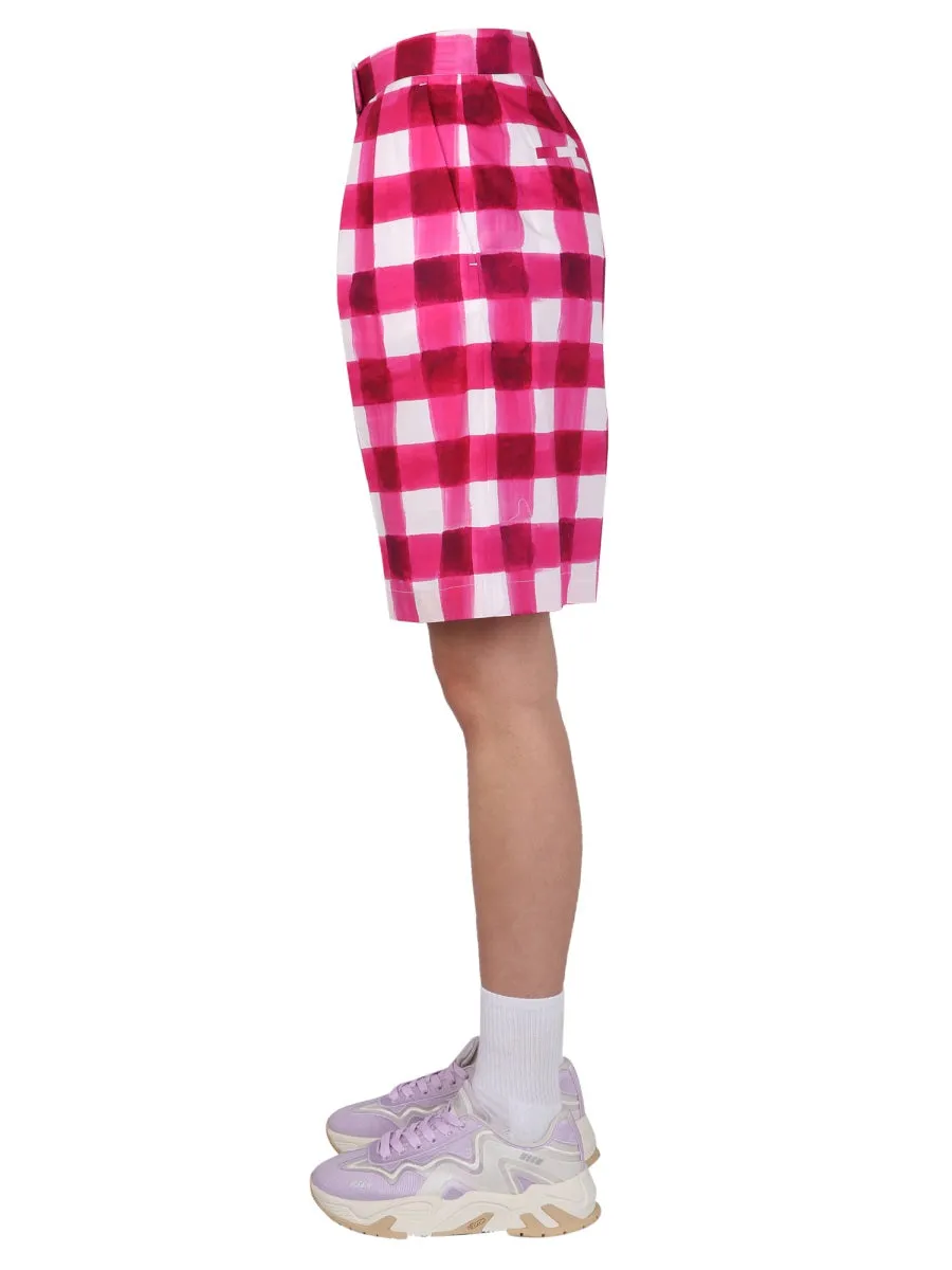 MSGM High Waisted Checked Shorts
