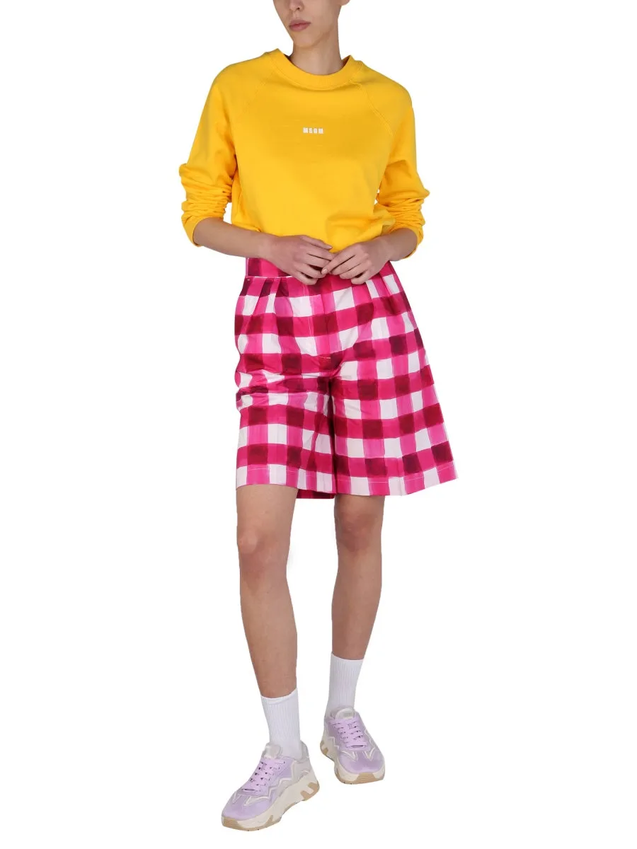 MSGM High Waisted Checked Shorts