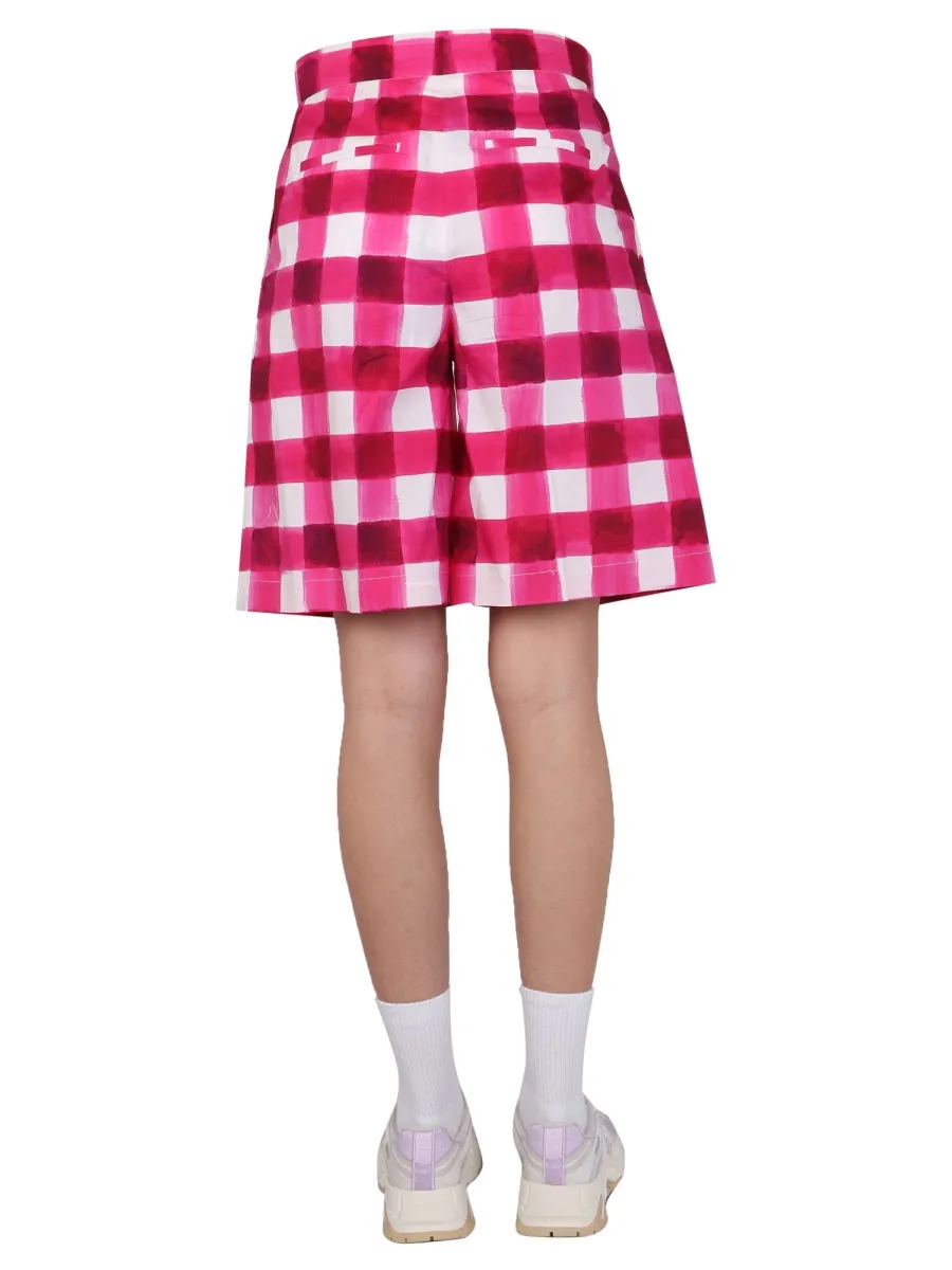 MSGM High Waisted Checked Shorts