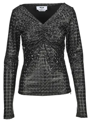 MSGM Holographic-Effect Ruched Top