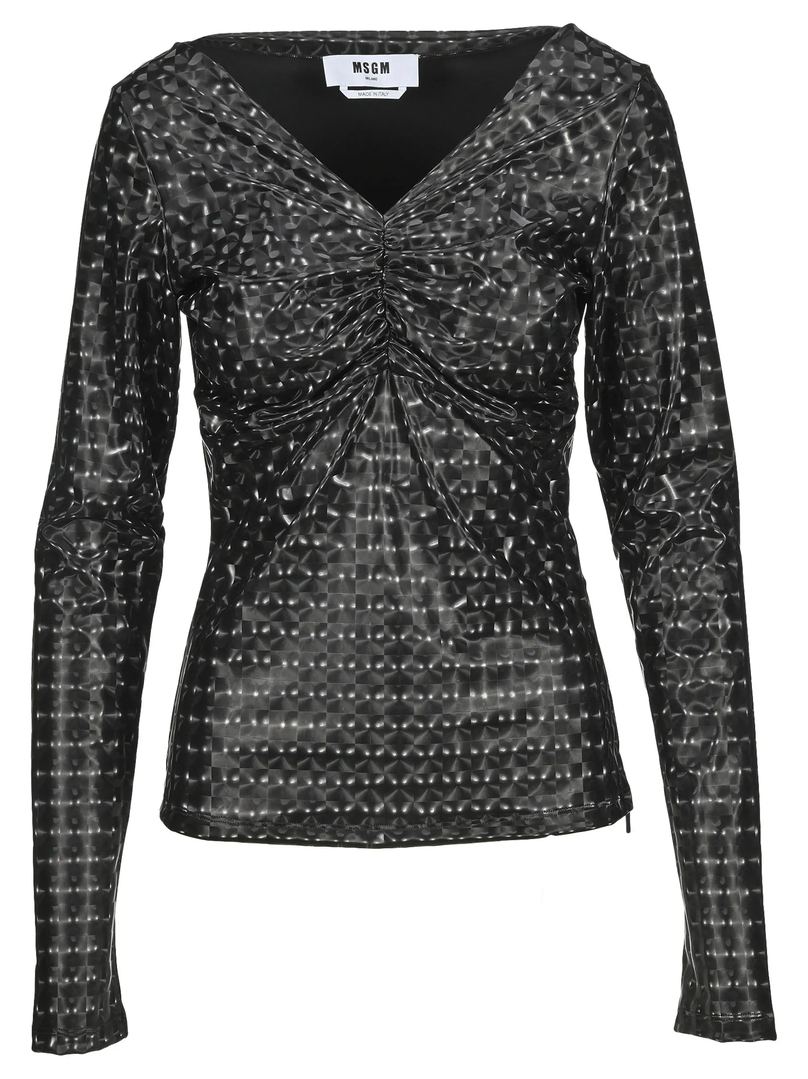 MSGM Holographic-Effect Ruched Top