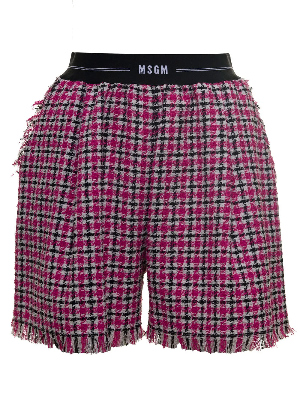 MSGM Logo Detailed Checked Shorts