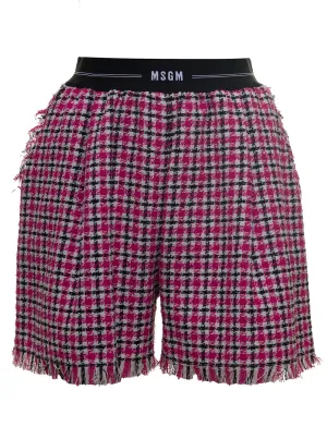 MSGM Logo Detailed Checked Shorts
