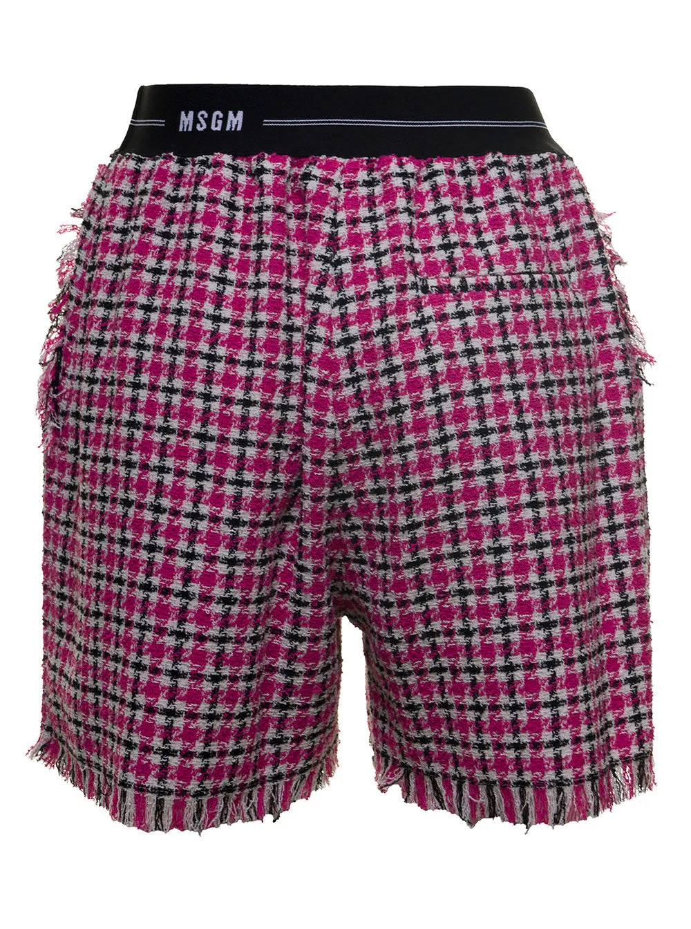 MSGM Logo Detailed Checked Shorts