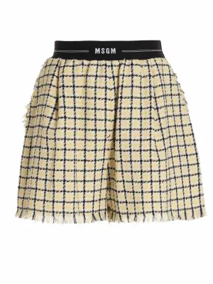 MSGM Logo Detailed Checked Shorts