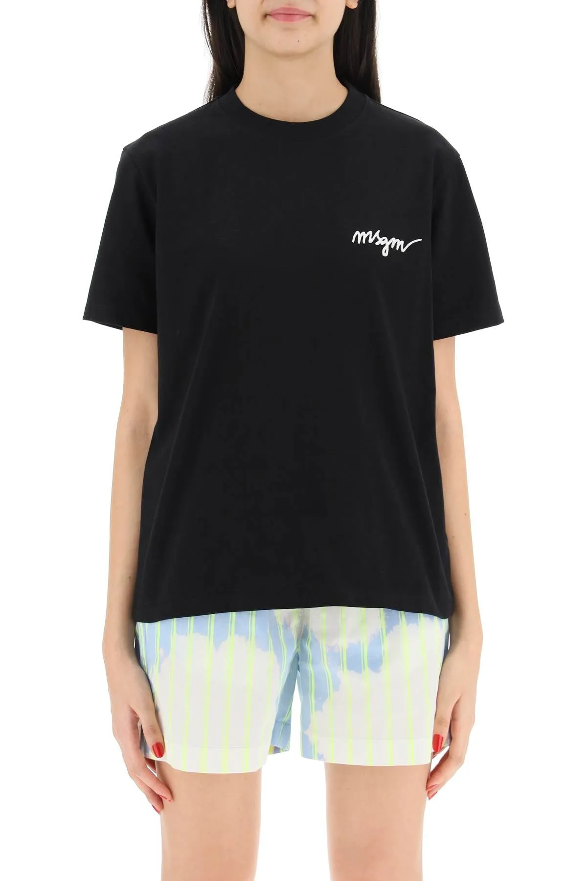 MSGM Logo Detailed Crewneck T-Shirt