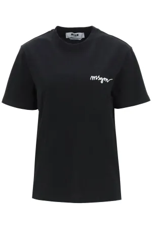 MSGM Logo Detailed Crewneck T-Shirt