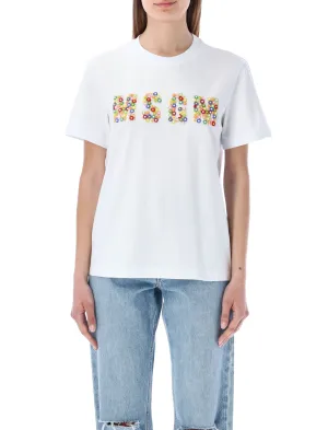 MSGM Logo Embellished Crewneck T-Shirt