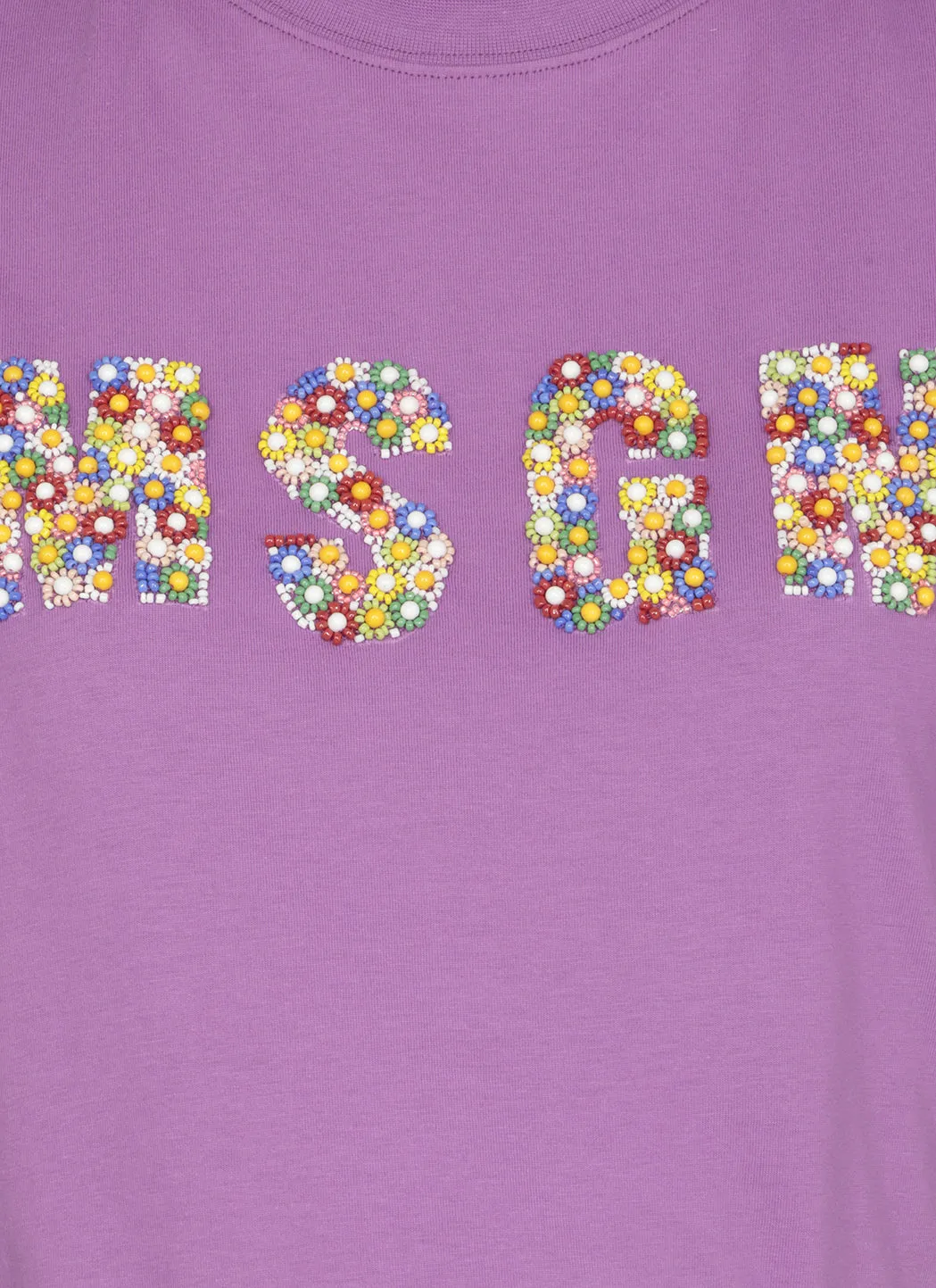 MSGM Logo Embellished Crewneck T-Shirt