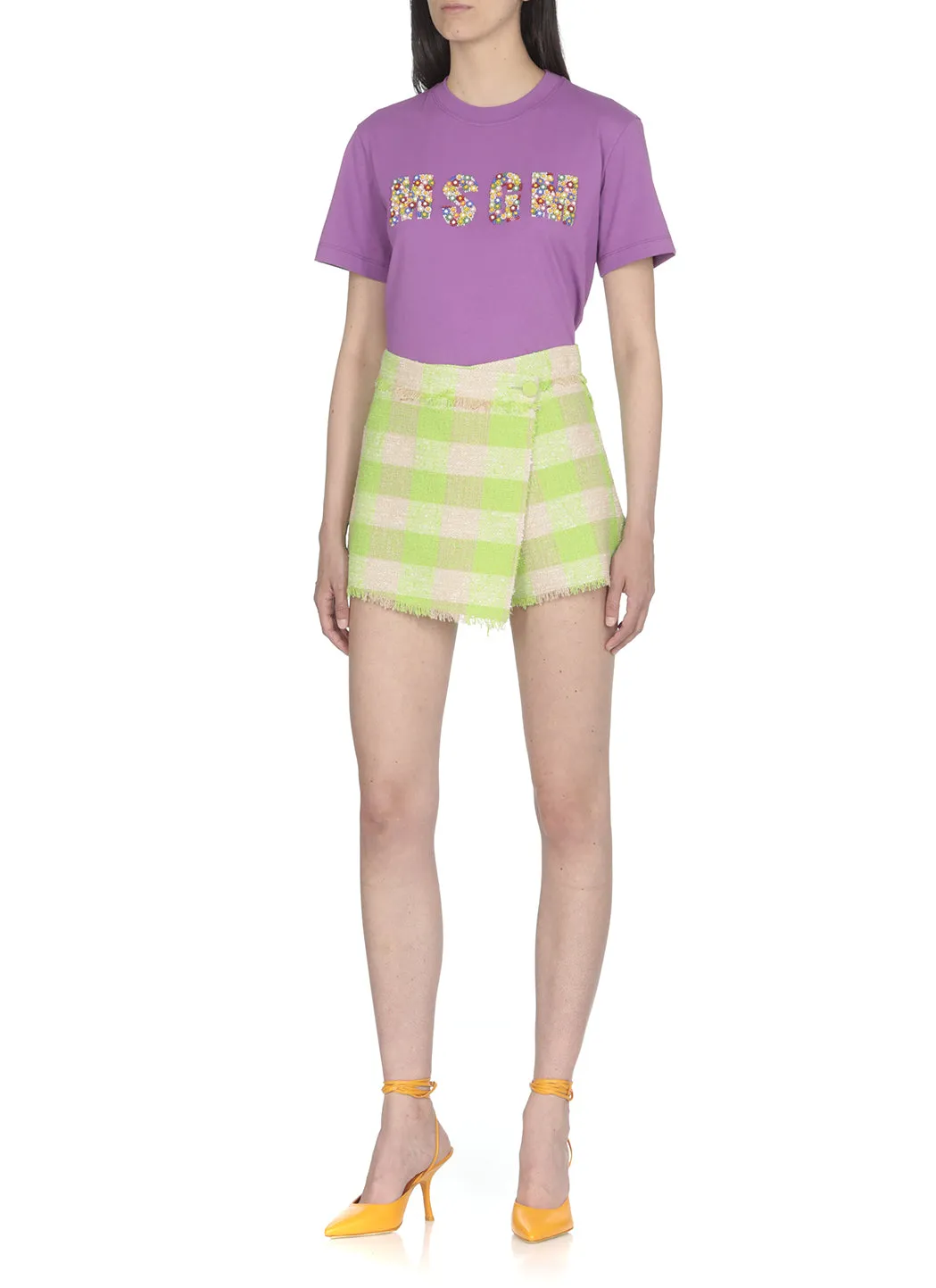 MSGM Logo Embellished Crewneck T-Shirt