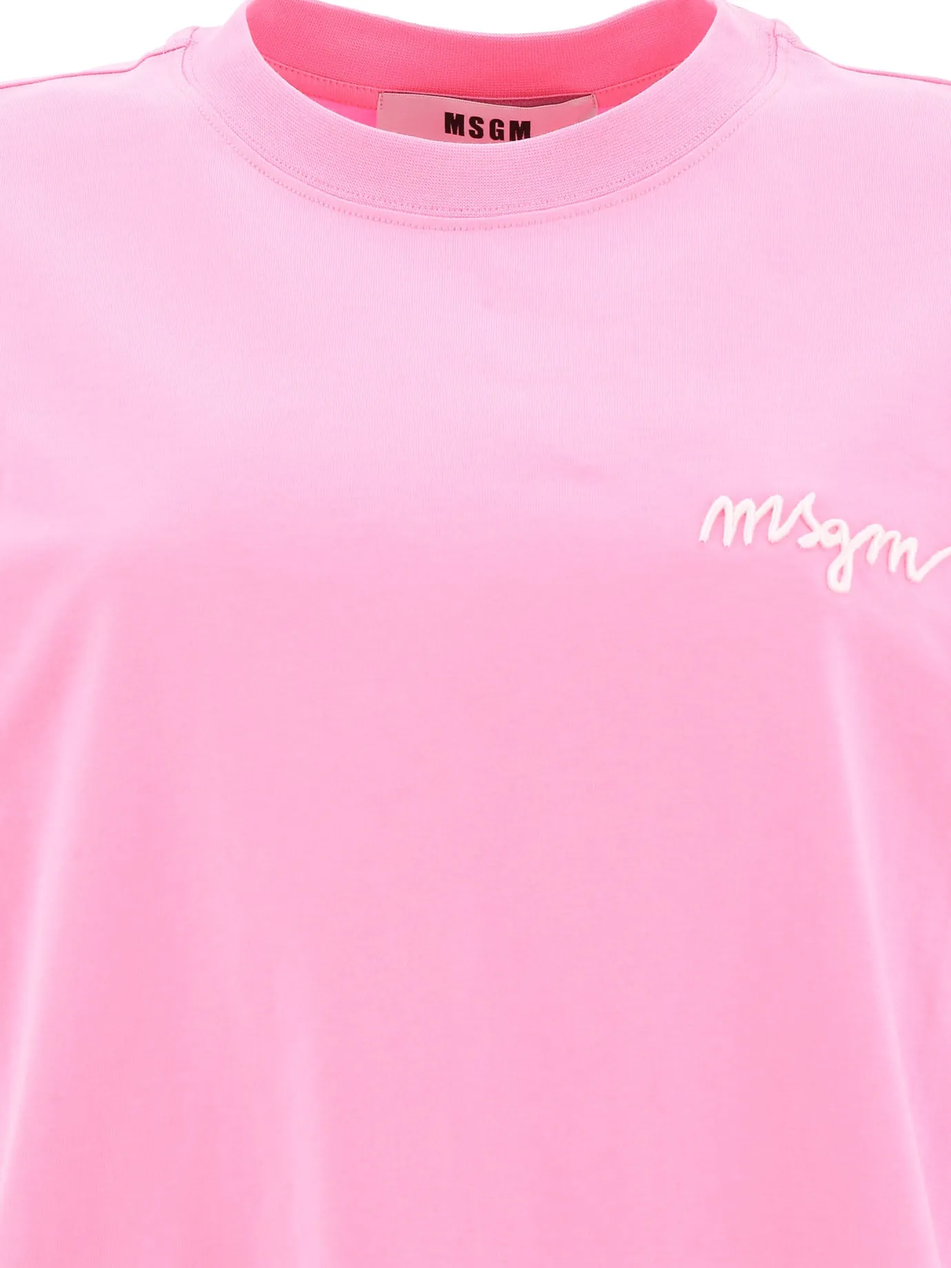 MSGM Logo Embroidered Crewneck T-Shirt