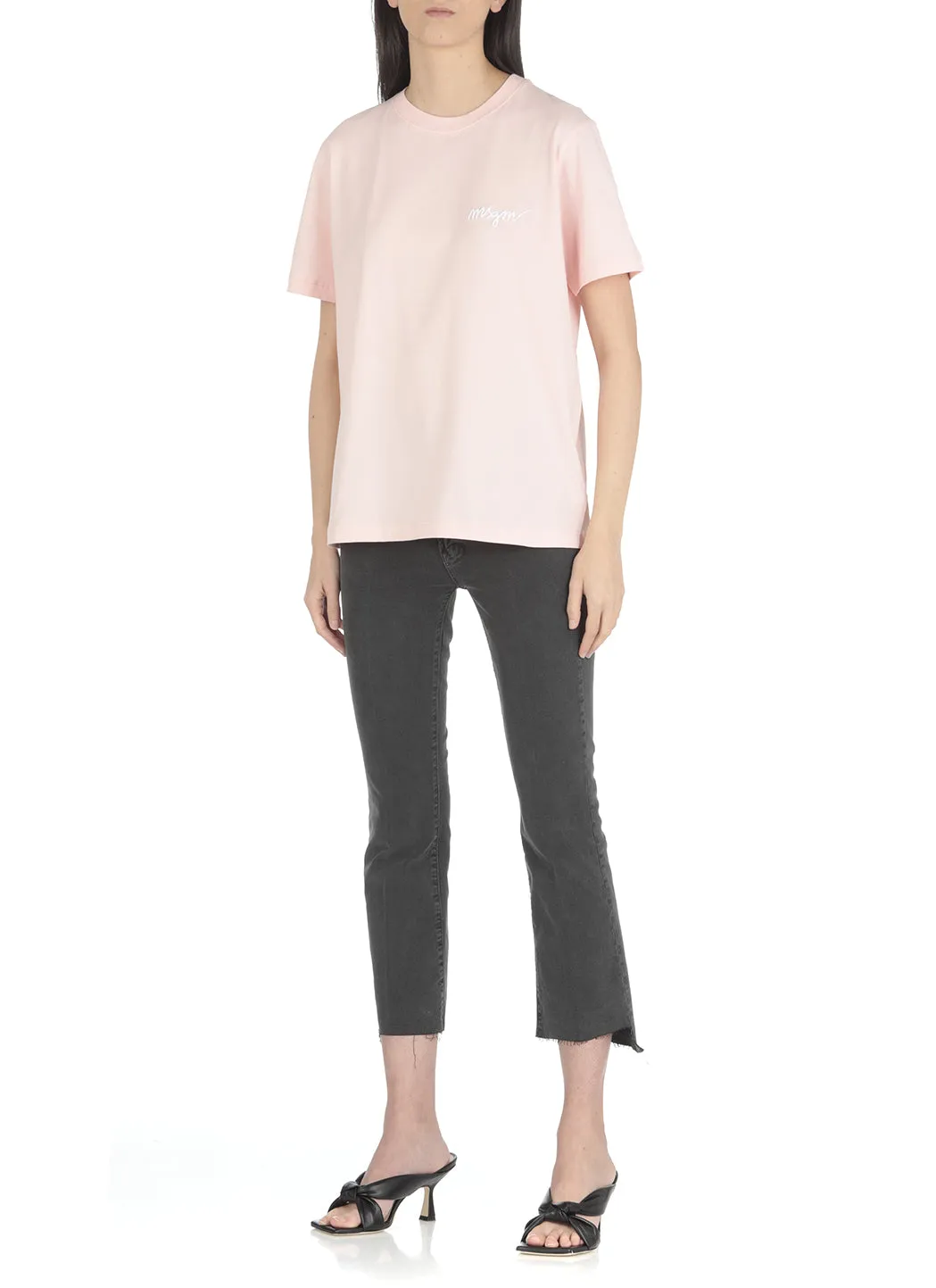 MSGM Logo Embroidered Crewneck T-Shirt