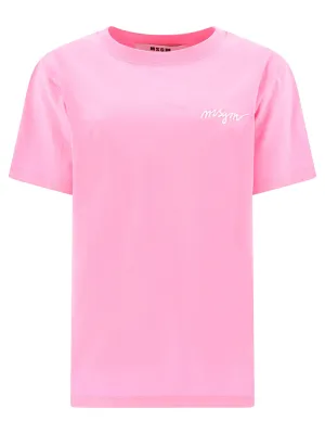 MSGM Logo Embroidered Crewneck T-Shirt