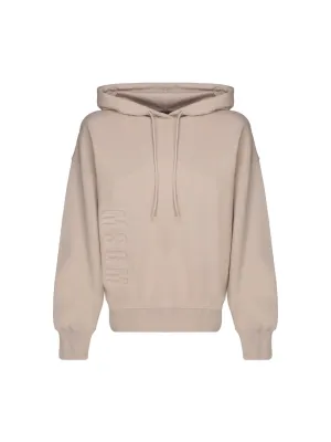 MSGM Logo Flocked Drawstring Hoodie