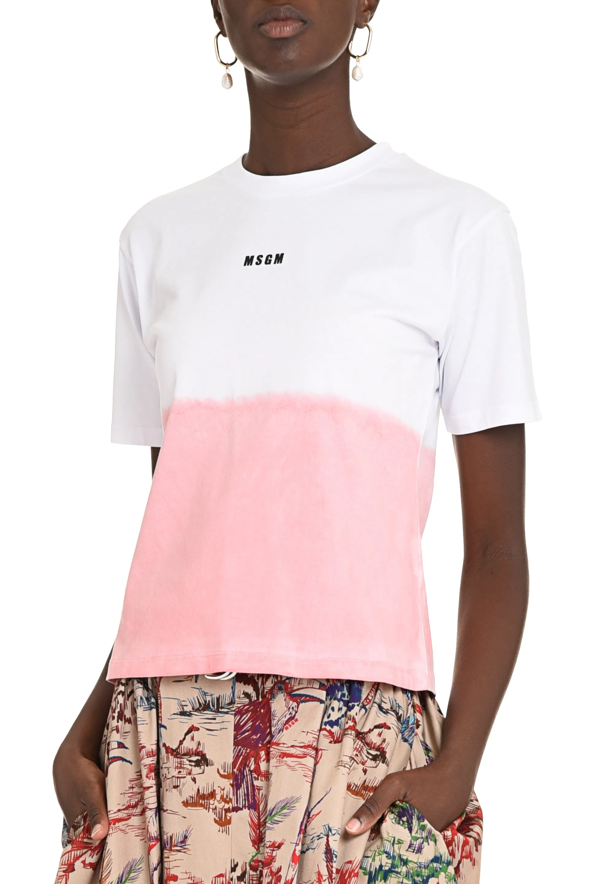 MSGM Logo Gradient Crewneck T-Shirt