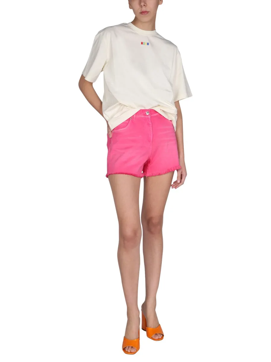 MSGM Logo Patch Denim Shorts