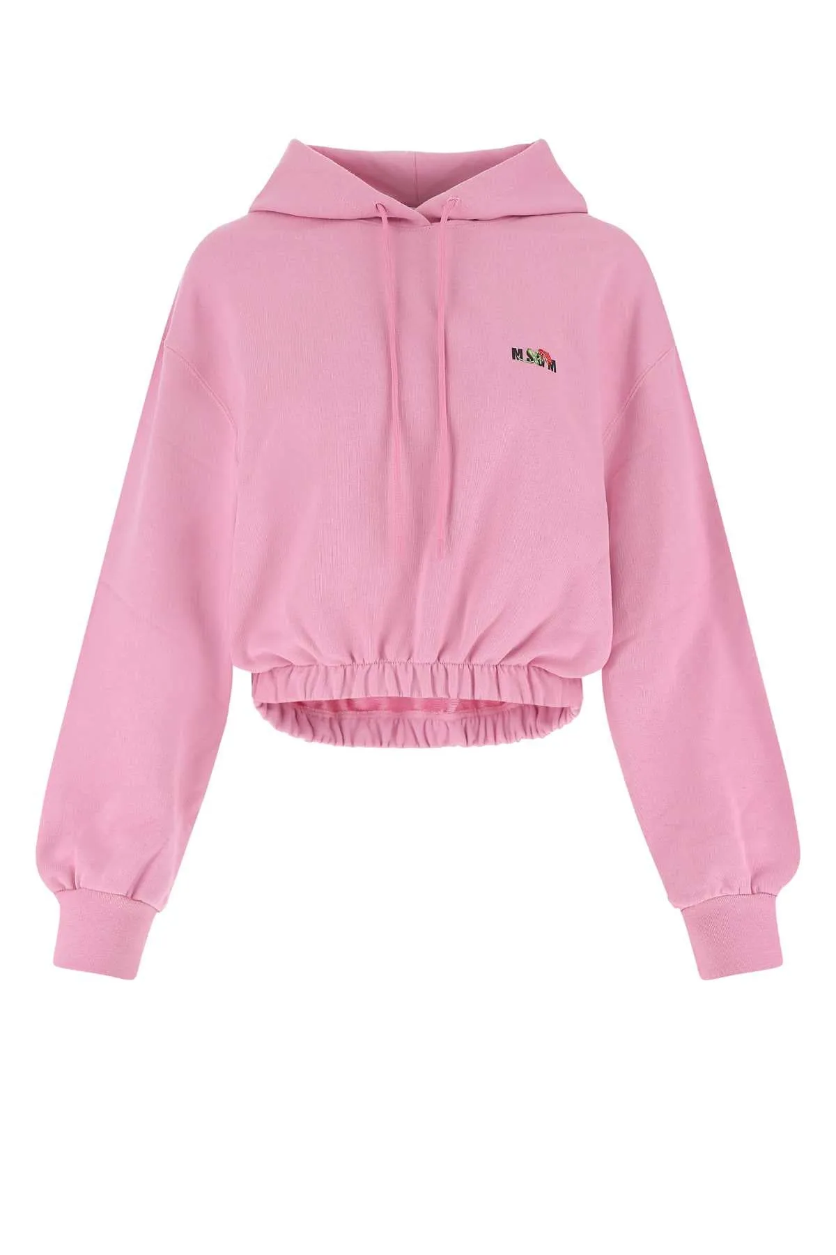 MSGM Logo Print Cropped Hoodie