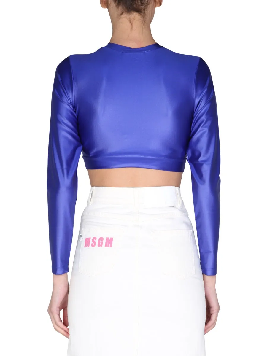 MSGM Logo Print Cropped Top
