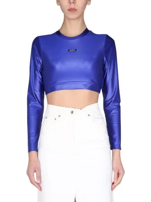 MSGM Logo Print Cropped Top