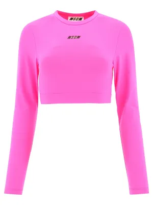 MSGM Logo Print Cropped Top