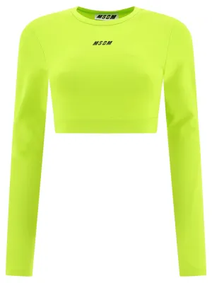 MSGM Logo Print Cropped Top