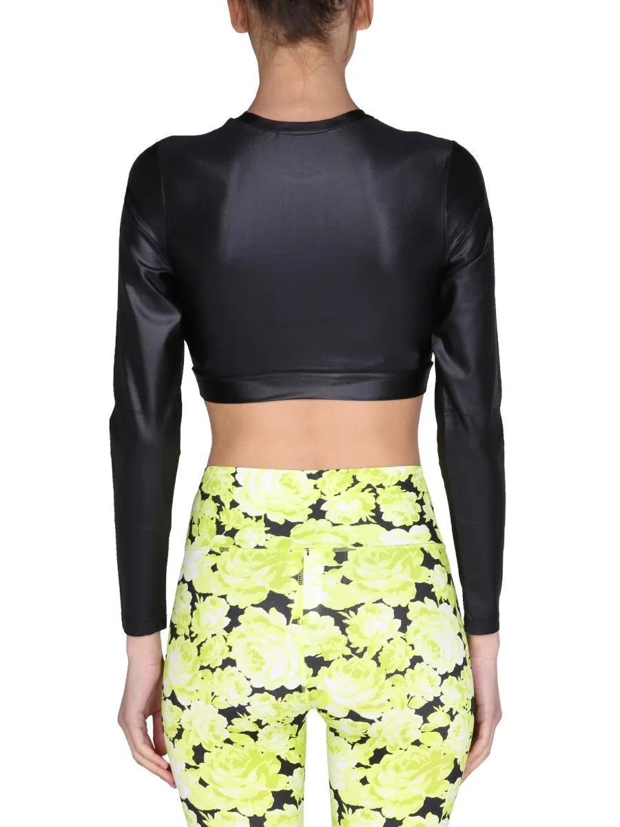 MSGM Logo Print Cropped Top