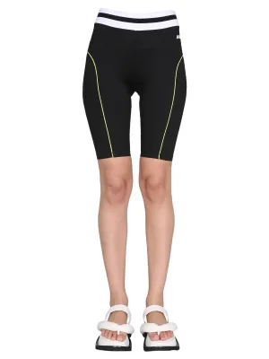 MSGM Logo Print Cyclist Shorts