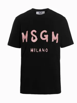 MSGM Logo Printed Crewneck T-Shirt