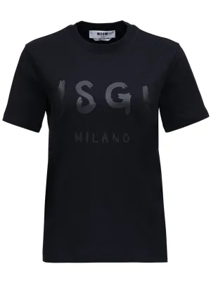 MSGM Logo Printed Crewneck T-Shirt
