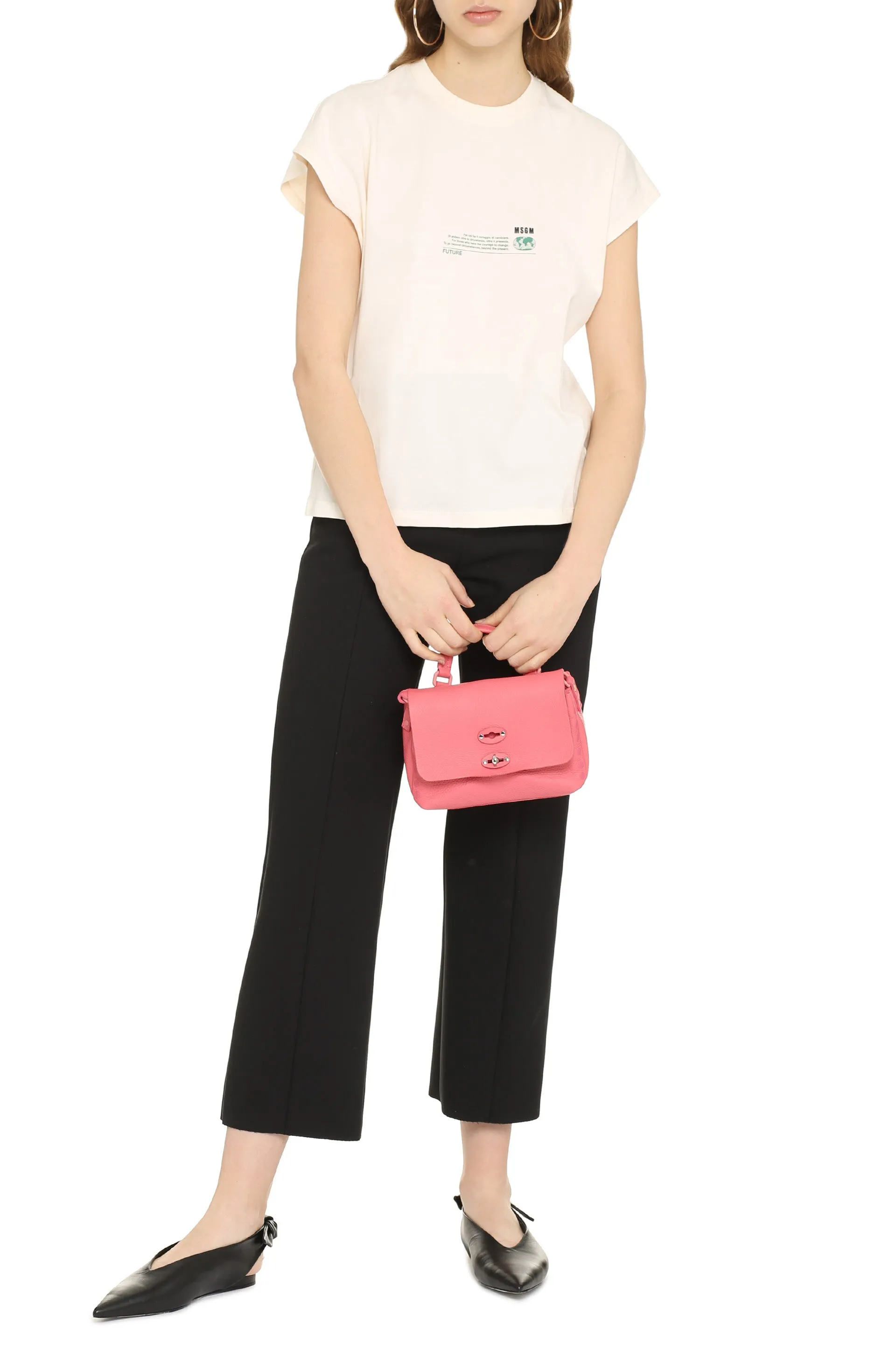 MSGM Logo Printed Crewneck T-Shirt