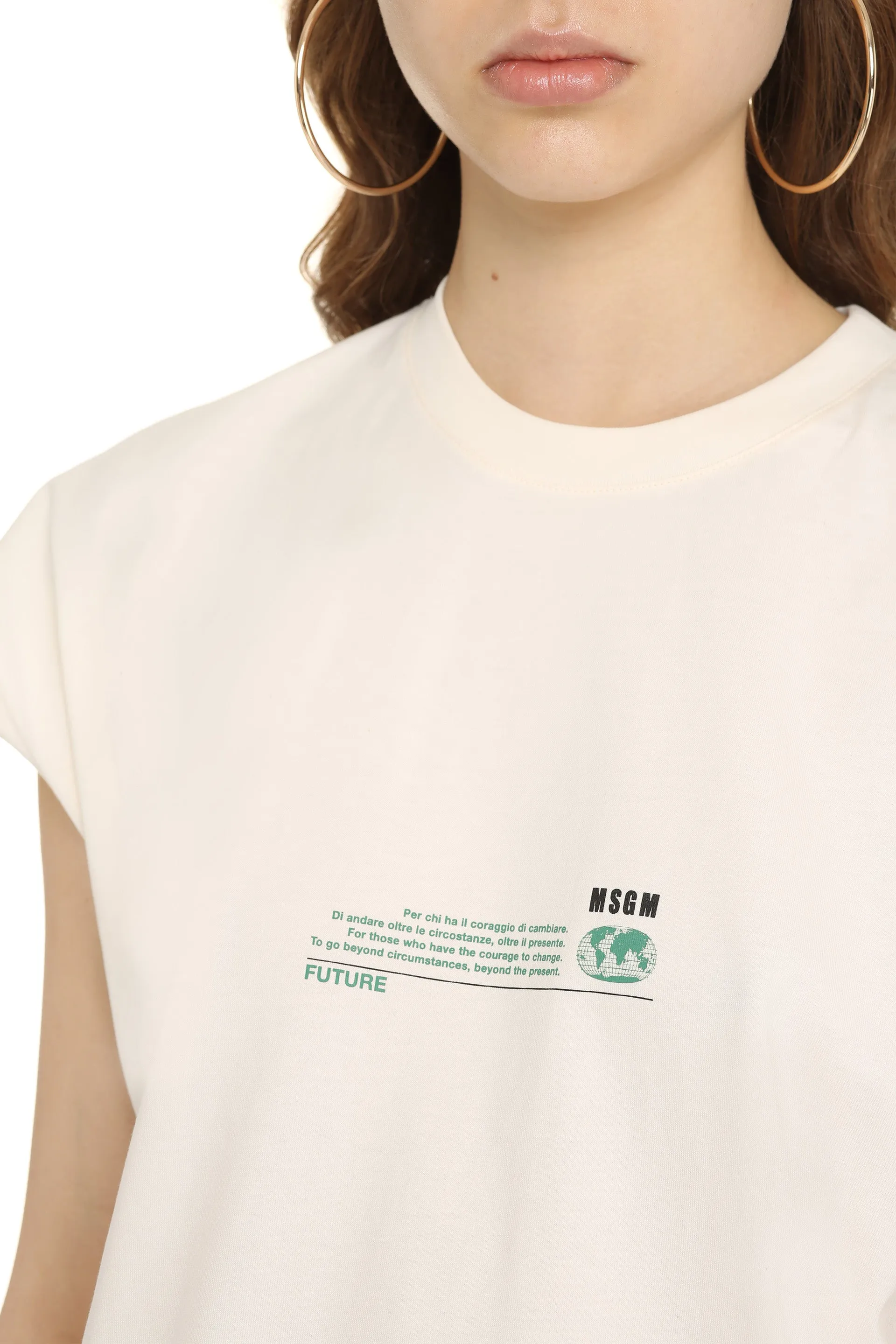 MSGM Logo Printed Crewneck T-Shirt