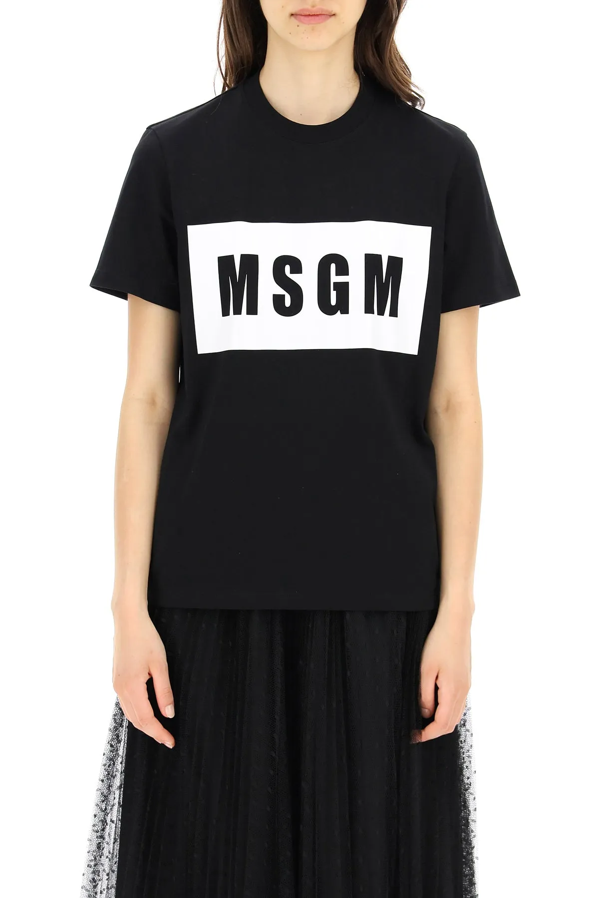 MSGM Logo Printed Crewneck T-Shirt