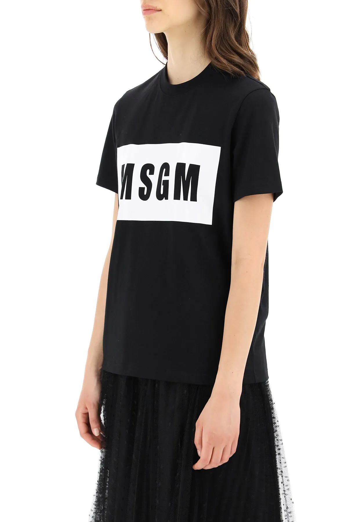 MSGM Logo Printed Crewneck T-Shirt